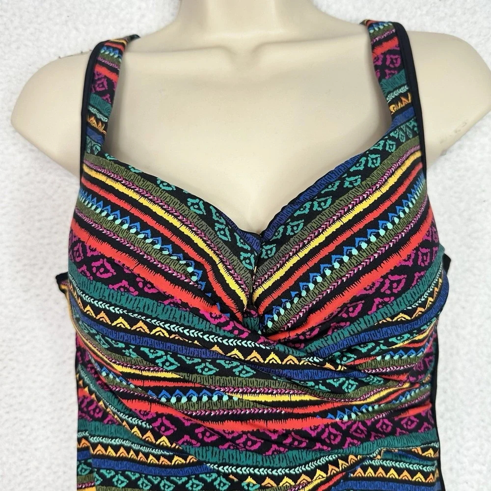 Miraclesuit Escape One Piece Swimsuit Womens 16 Multi Raya Del Sol Tummy Control
